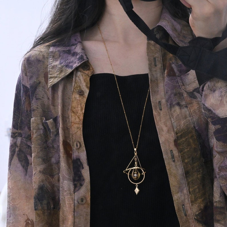 Unique original design brass planet necklace, solar system necklace, celestial jewelry, handmade cosmic brass necklace, perfect for space lovers, unique artisan jewelry