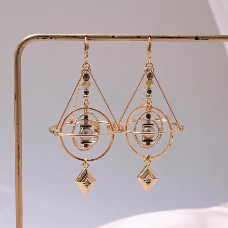 Unique original design brass planet necklace, solar system necklace, celestial jewelry, handmade cosmic brass necklace, perfect for space lovers, unique artisan jewelry