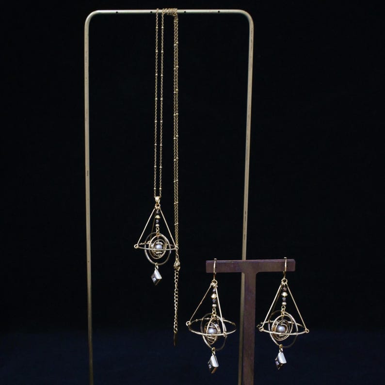 Unique original design brass planet necklace, solar system necklace, celestial jewelry, handmade cosmic brass necklace, perfect for space lovers, unique artisan jewelry