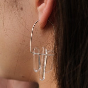 Natural crystal hoop earrings, 999 silver hoops, Irregular crystal earrings, Unique healing stone jewelry, Elegant and stylish crystal hoops, Perfect for everyday wear and special occasions, Handcrafted crystal earrings, Healing energy stone hoops.