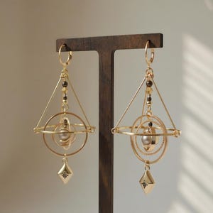 Solar System Earrings Brass Planet Earrings Celestial Jewelry Unique Gift for Astronomy Lovers Birthday Present for Space Enthusiasts