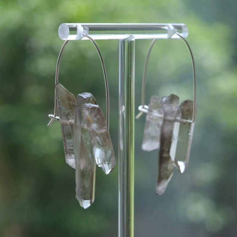 Natural crystal hoop earrings, 999 silver hoops, Irregular crystal earrings, Unique healing stone jewelry, Elegant and stylish crystal hoops, Perfect for everyday wear and special occasions, Handcrafted crystal earrings, Healing energy stone hoops.