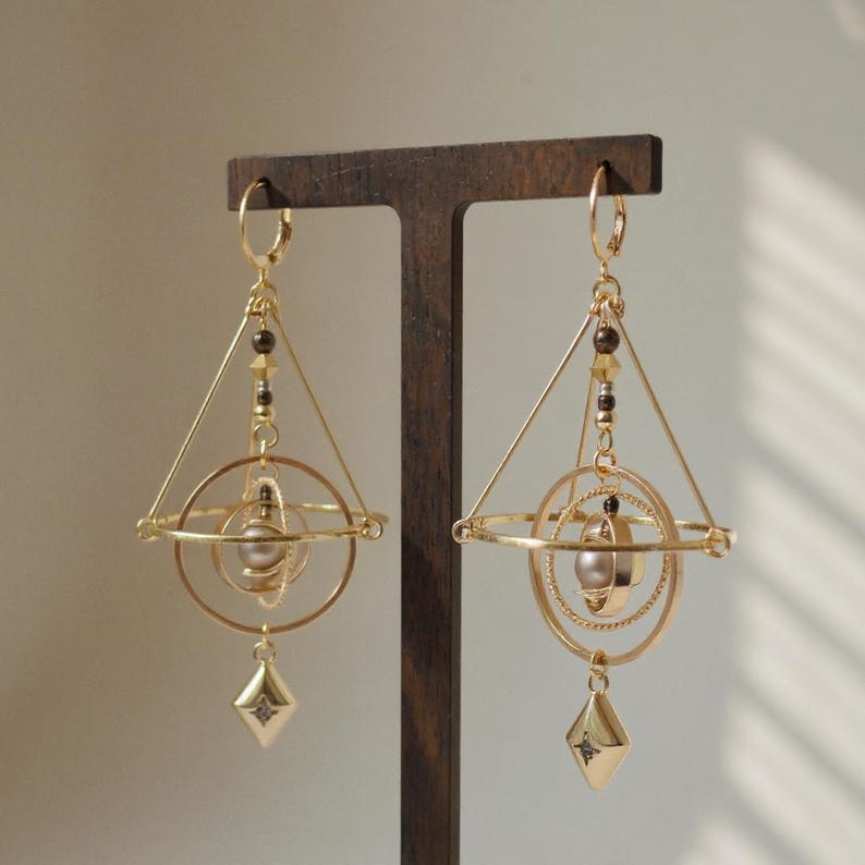 Unique original design brass planet necklace, solar system necklace, celestial jewelry, handmade cosmic brass necklace, perfect for space lovers, unique artisan jewelry