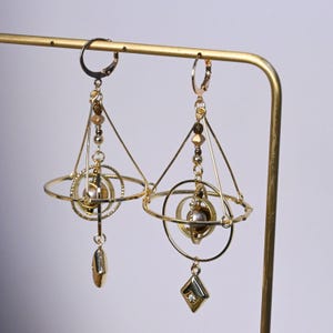Solar System Earrings Brass Planet Earrings Handmade Celestial Jewelry Unique Original Design Perfect for Space Lovers