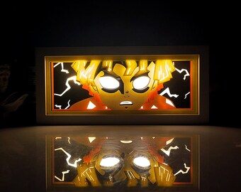 Boîte lumineuse 3D découpée dans du papier anime japonais/cadre de boîte de manga Shaodw/lumières LED/lampe de nuit de bureau/cadeaux d'anniversaire