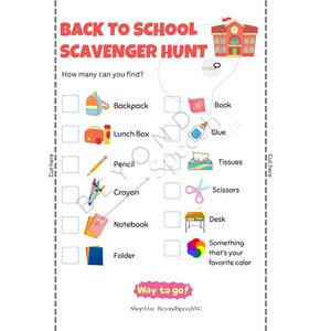 Back to School Scavenger Hunt