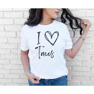 Heart Tacos Shirt, Tacos Tee, Tacos T-Shirt, Cute Taco Shirt Unisex, I Love Tacos Funny Cute Tshirt, Taco Lover Gift, Taco Tuesday Tshirt