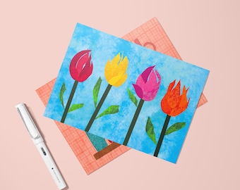 Carte postale tulipes I Carte aux couleurs vives et aux textures I Fleur, Tulpen, Hollande, Carte postale tulipe hollandaise, Carte postale tulipes hollandaises, Amsterdam