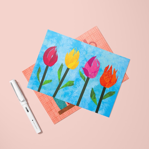 Tulips Postcard I Vibrant colours and textures card I Flower, Tulpen, Holland, Dutch Tulip Postcard, Tulips from Holland Postcard, Amsterdam