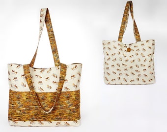 Reversible Tote Bag with Six Functional Pockets