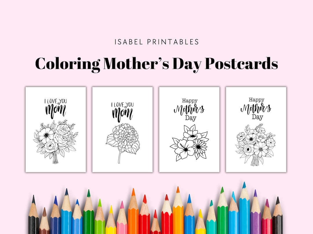 Coloring Mother's Day Cards | Digital Download | Printable - Etsy