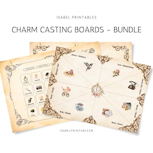 Charm casting board bundle| Charm casting mat| Divination tools | For charms, dice, runes and tarot readings | Printable digital download