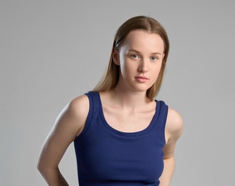 Recycled cotton Tank Top, Basic and Minimalistic fit, Summer collection, Blue