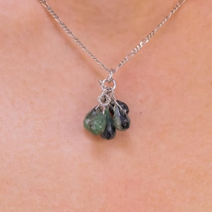 925 Sterling Silver Drop Emerald Necklace, Pave Diamond Emerald Necklace For Women, May Birthstone Pendant Necklace, Anniversary Necklace