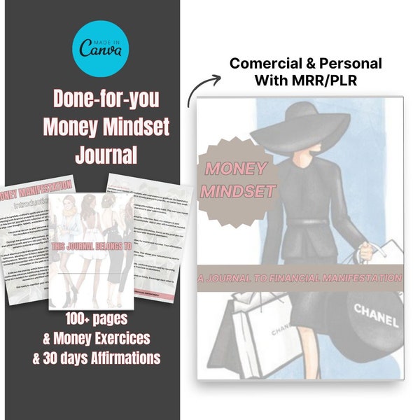 PLR Money Mindset Ebook, Canva Template, Manifestation Journal, Digital Product, Manifestation ebook, Done for you, MRR journal money, LOA