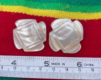 Large, square, carved and unique Mother of Pearl Vintage buttons