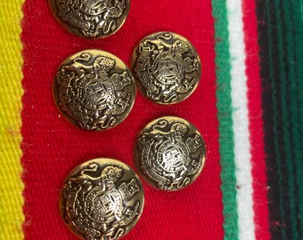 5 Rare Golden British  army  like buttons