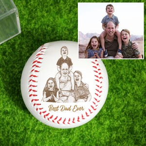 Personalized Photo on Baseball Ball Engraved for Dad,Engrave Your Kid&#39;s Photo for Father’s Day,Engraved Baseball Dad,Dad Birthday Baseball
