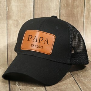 Personalized Dad Patch Hat, Dad Birthday Gift, New Dad Gift, Gift For Husband, Custom Hat, New Dad Present, Trucker Hat, Leather Patch Hat