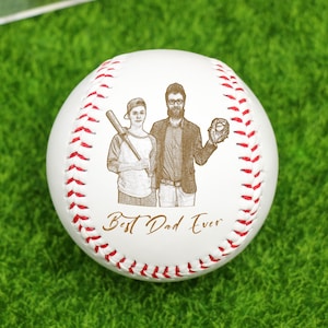 Personalized Father&#39;s Day Gift, Engraved Baseball with Photo, Custom Baseball Keepsake,Engraved Baseball,Custom Baseball with Dad’s Photo