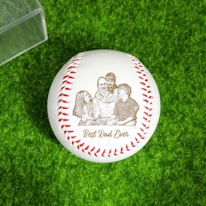 Custom Photo Engraved Baseball, Personalized Picture on Baseball, Engraved Baseball, Fathers Day Gifts, Best Dad Ever,Baseball Gifts for Dad