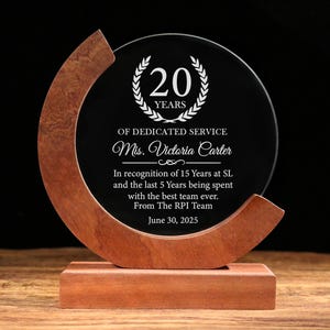 Personalised Crystal Employee Award, Retirement Appreciation, For Manager , Staff ,Retirement Award with Laser Engraving, Long Service Award