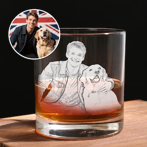 Engraved Whiskey Glass with Custom Photo&Handwriting-Perfect Personalized Christmas Gift for Dad and Husbands,Free Gift Box,unique dad gifts