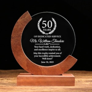 Personalized Glass Award ,Employee, Retirement, Appreciation Gift , Graduation ,Plaque, Crystal Award, Thank you,Engraved Trophy, of Month