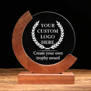 Premi in cristallo personalizzati con testo e logo, assistente di progettazione gratuito, trofeo in vetro inciso da 7&quot;, regalo per dipendenti e colleghi, prodotto negli Stati Uniti.