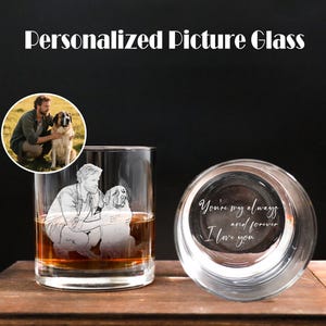 Personalized Photo on Whiskey Glass - Custom Engraving Photo on Whiskey Glass - Engrave Your Handwritten Gift Message with Photo on Glass