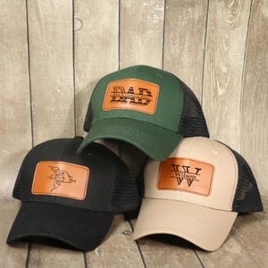 Personalized Dad Patch Hat, Dad Birthday Gift, New Dad Gift, Gift For Husband, Trucker Hat, Leather Patch Hat, New Dad Present, Custom Hat