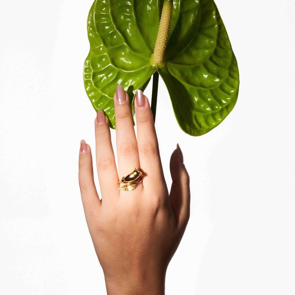 Unique Bud Fragrance Ring - Dual Sensory Experience, Understated Beauty, Healing Scents, Perfect Statement Ring | Gold on Sterling Silver
