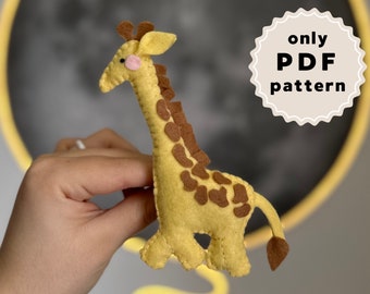 Giraffe felt pattern - baby giraffe for hand sewing from felt - Safari toy for baby made of felt PDF