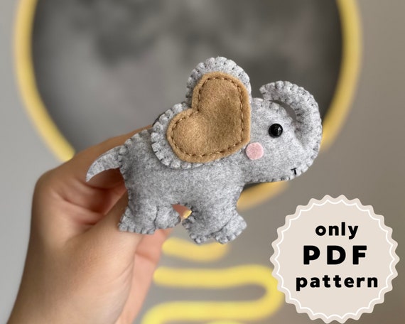 フェルトで作る象の型紙 - フェルトで作る手縫いの赤ちゃん象
