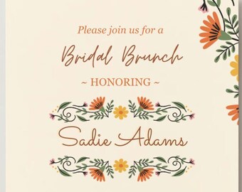 Boho Floral Bridal Brunch Invitation (Customizable Template) ***DIGITAL FILE ONLY***