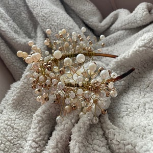 Diadème de mariée, scintillant en perles et cristaux , couronne de mariée en perles et cristaux artificielles, accessoires de mariage image 1