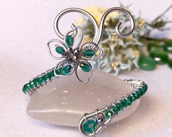 Offenes Silberarmband. Armreif. Verstellbares Drahtarmband. Elfenarmband aus Silberdraht. Feenschmuck.