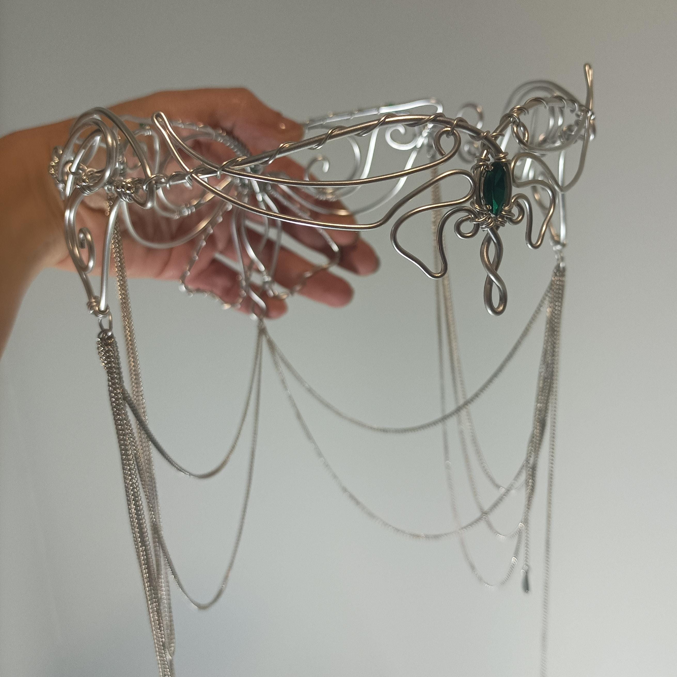 Butterfly Elven Tiara. Elven Princess Crown. Elven Bridal Headpiece. Elven Tiara with Chains. Wedding Tiara. Coronation Crown.