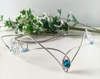 Zilveren elfentiara. Elfen bruidshoofddeksel. Middeleeuwse tiara. Elfendiadeem. Trouwring. Renaissance tiara. Elfenkroon van draad.