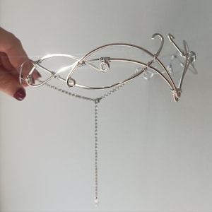 Elven crown. Elven bridal headpiece. Medieval tiara. Elven diadem. Silver wedding tiara. Wire elven crown. Celtic tiara