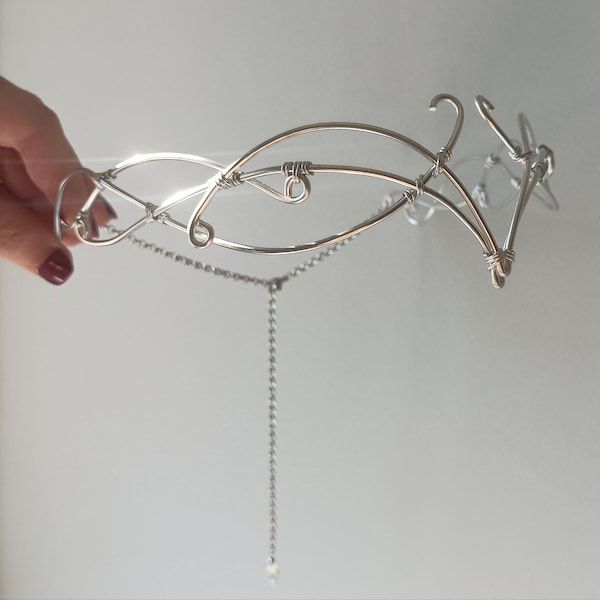 Elven crown. Elven bridal headpiece. Medieval tiara. Elven diadem. Silver wedding tiara. Wire elven crown. Celtic tiara