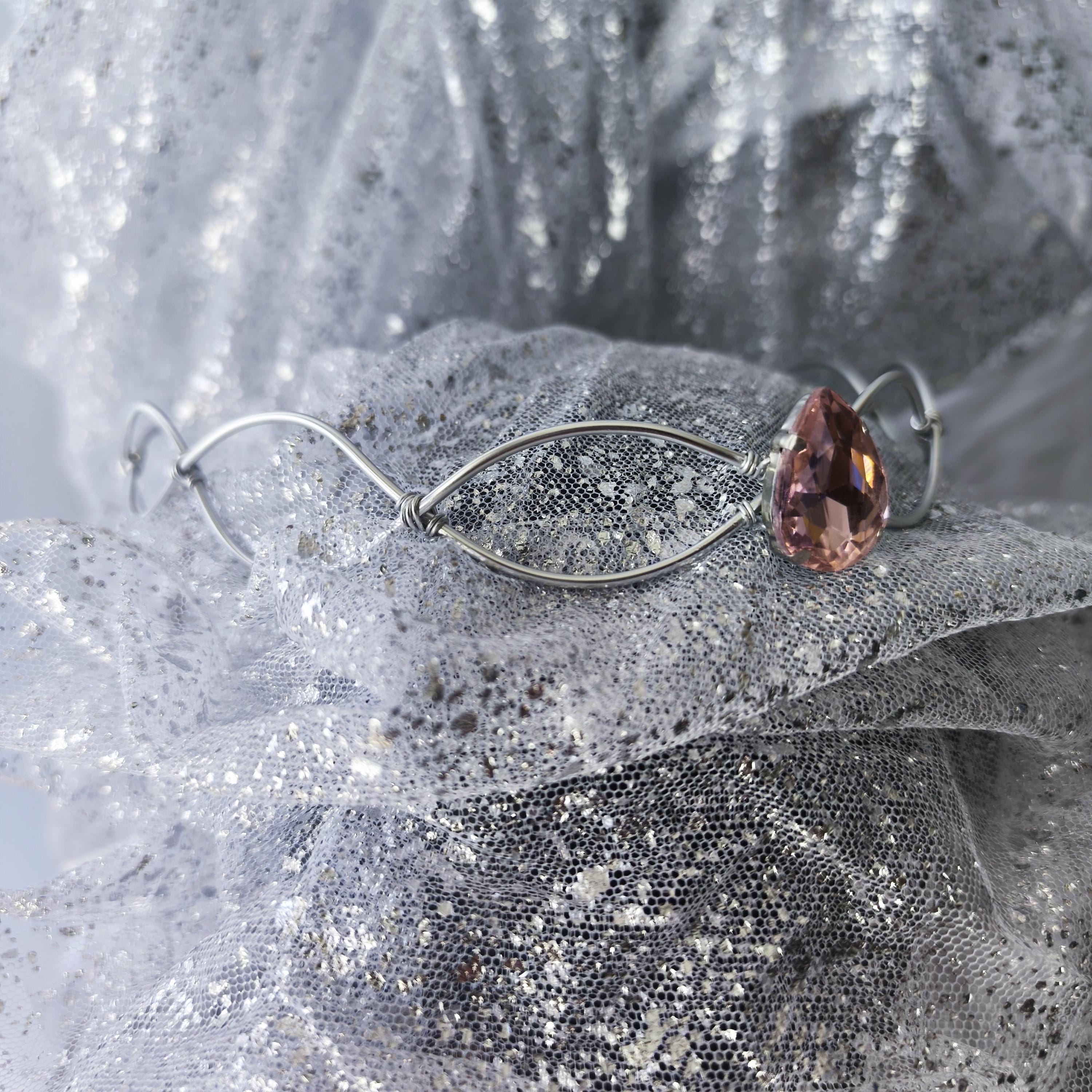Swan Lake Odette Crown. Silver Tiara With Pink Crystal 