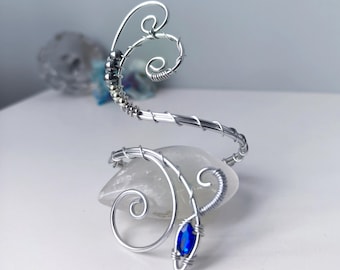 Personalized silver wire wrap bracelet. Adjustable cuff bracelet. Adjustable wire bracelet. Silver elf bracelet