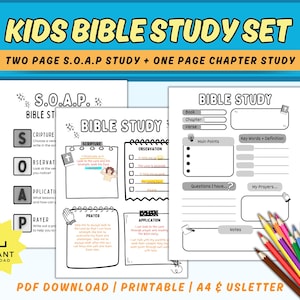SOAP Bible Study Printable Template | Kids Elementary School Youth ...
