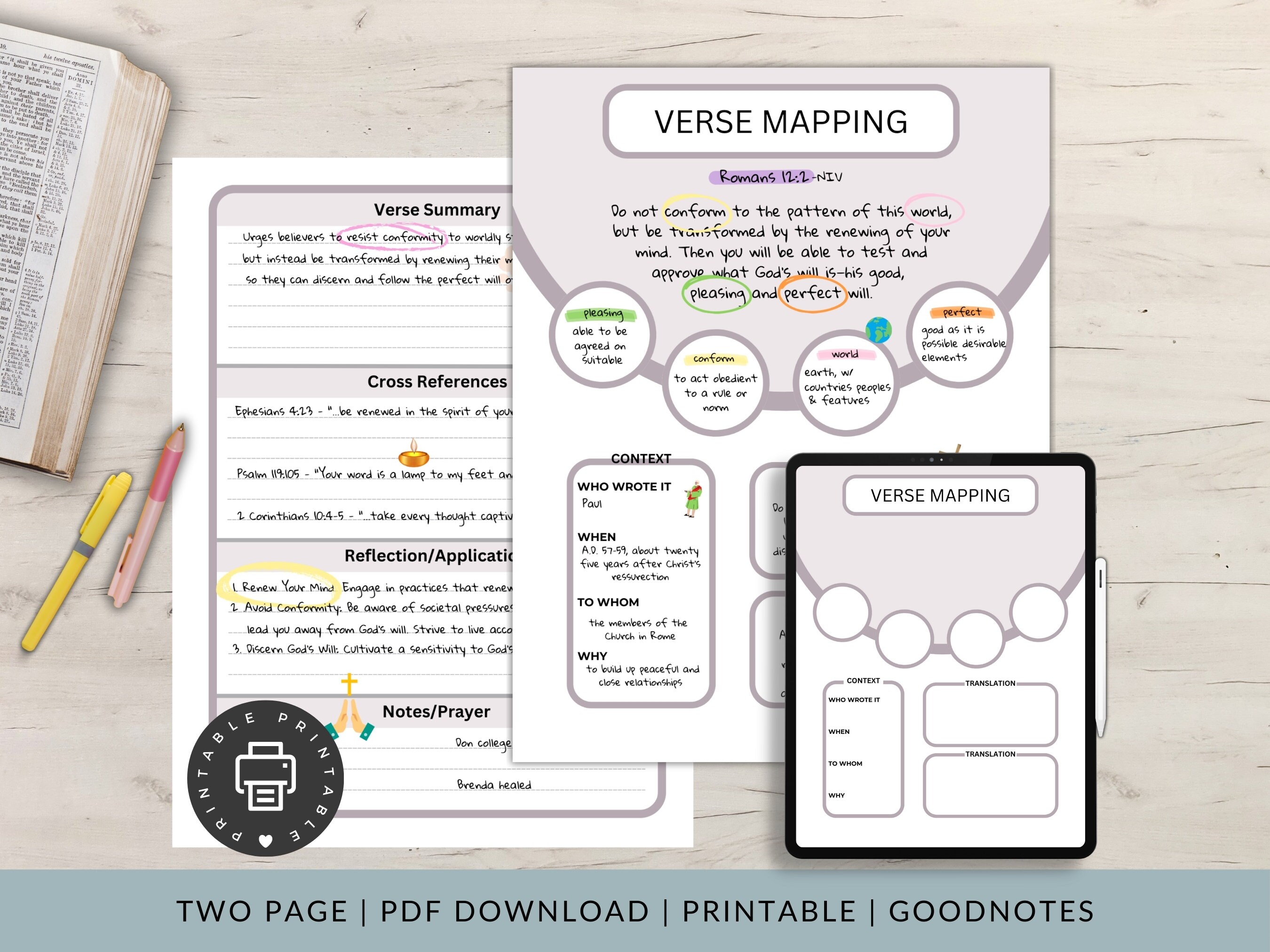 Guided Writing Faith and Prayer Journal Prompts Scripture Mapping ...