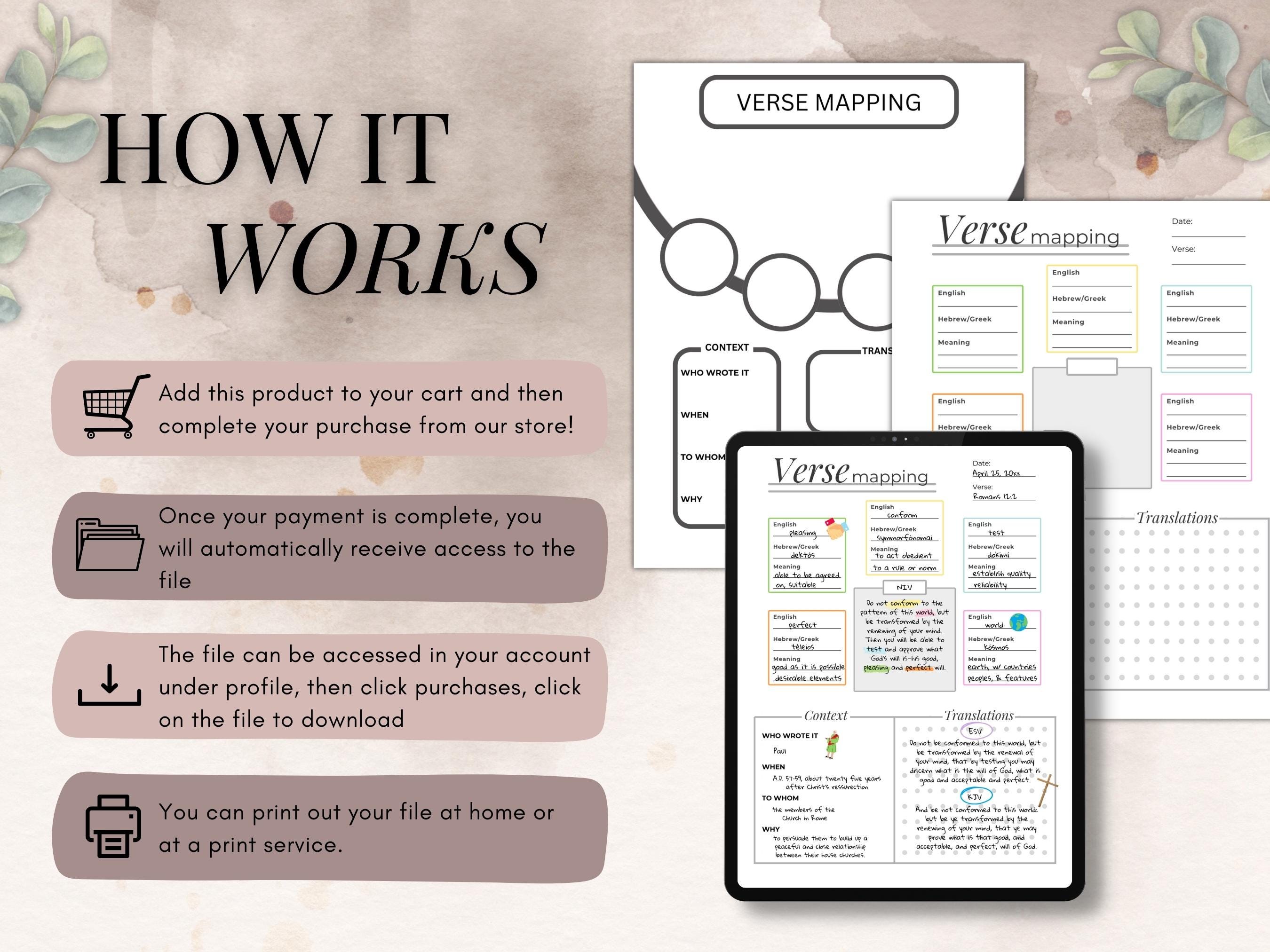Verse Mapping Journal | Christian Planner | Bible Study Printable ...