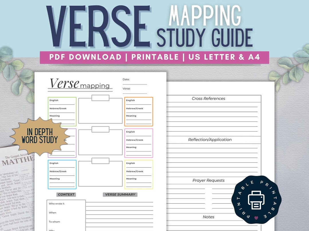 Bible Verse Mapping Journal - Guided Bible Study - Scripture Mapping ...