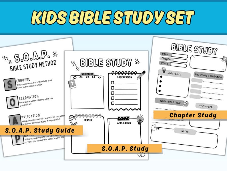 SOAP Bible Study Printable Template | Kids Elementary School Youth ...