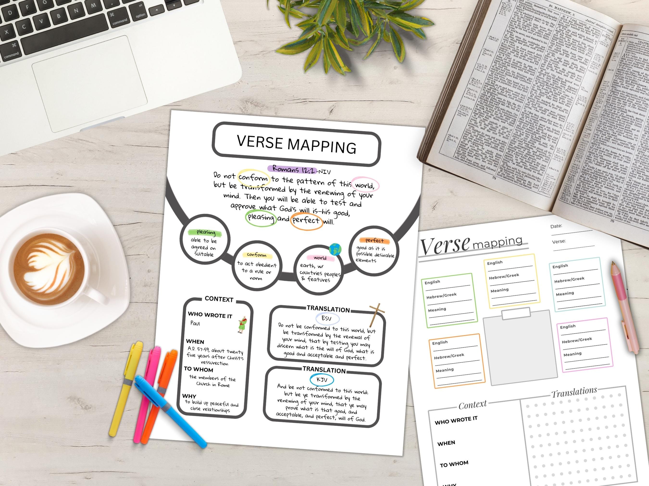 Verse Mapping Journal | Christian Planner | Bible Study Printable ...