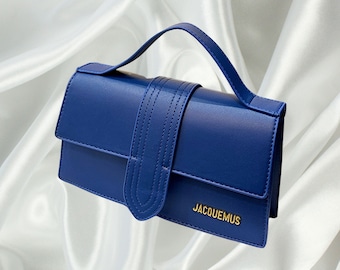 JACQUEMUS Le Grande Bambino Bag - Italian Leather Handbag with Zippers, Designer Purse, Top Handle Genuine Leather Bag